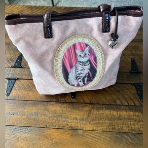 Brighton Pink Tapestry Fancy Feline Tote Bag with Heart Charm